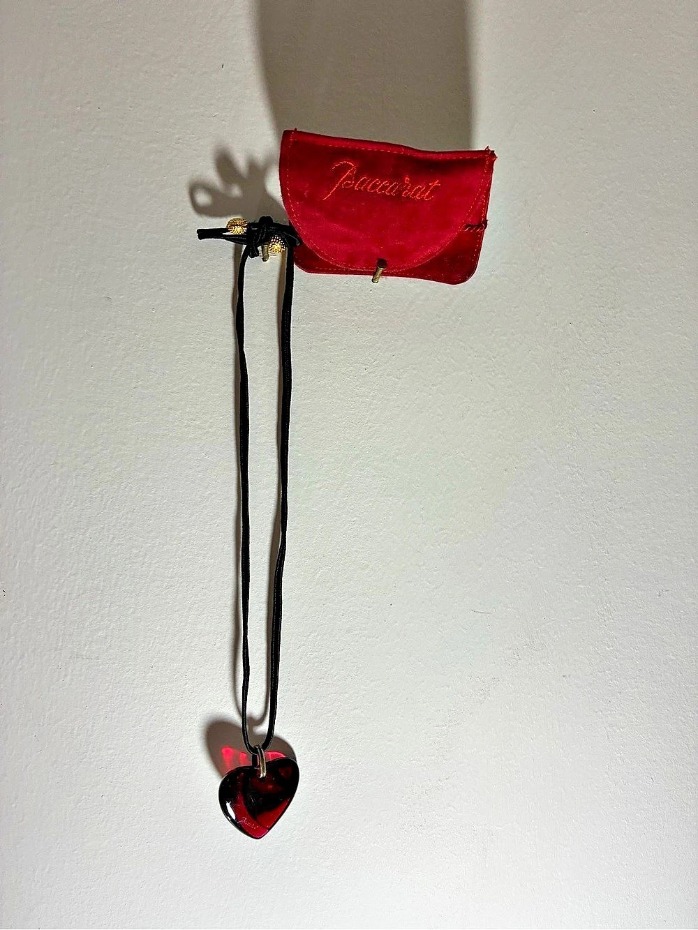 Baccarat art Heart Pendant Necklace in Red & Black Like New